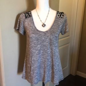 Cute T shirt and Lace with Front pocket